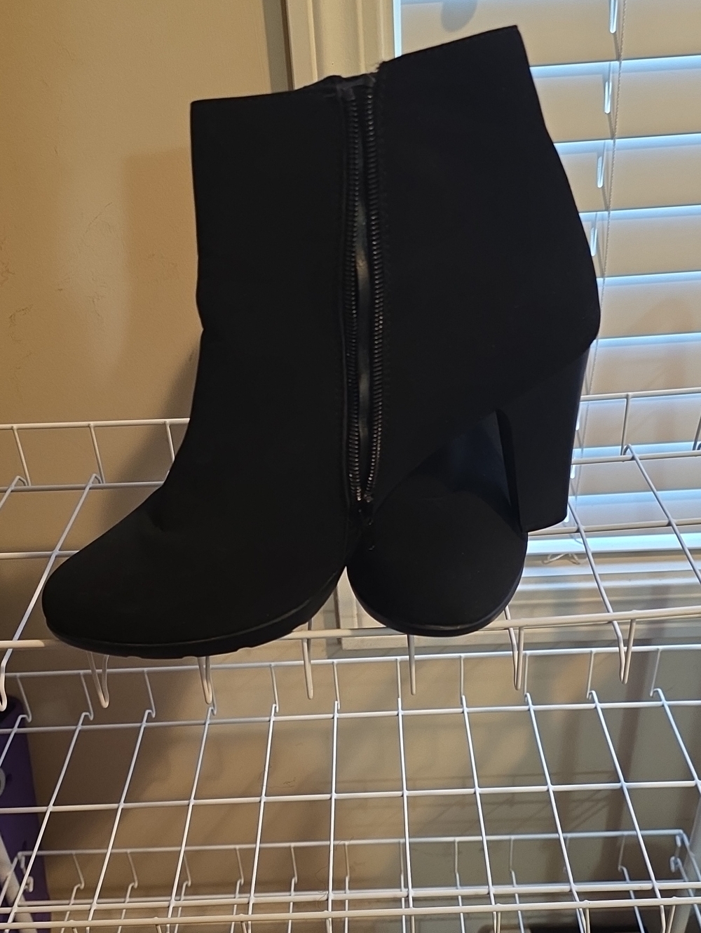 London Fog Black Suede-Look Ankle Booties with Side Zip